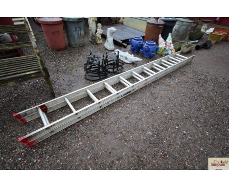 A two stage aluminium extending ladder