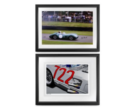 An exciting lot of two signed Sir Stirling Moss OBE Prints'722' by Joel Clark, signed Sir Stirling Moss OBE'722' by Joel Clar