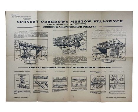 Polish Communist Army four instruction boards “Ways to rebuild steel bridges (field and provisional)”, Main Inspecotrate of E