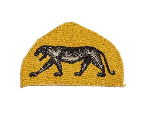 Triangular patch in form of a black puma on yellow background, a symbol of 14. Greater Poland Armored Brigade, part of 2nd Po