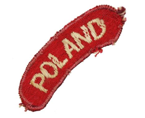 A single “Poland” title patch. Worn by all troops of the Free Polish Forces in Exile. A version typically used by the 2nd Pol
