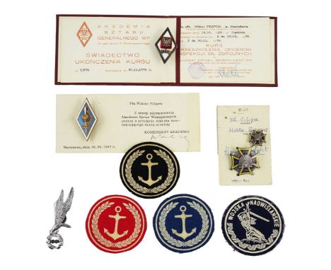 Set of Badges of Documents after Colonel Wiktor Filipek, commander of the Vistula Military Units in 1983-85. The Colonel set 