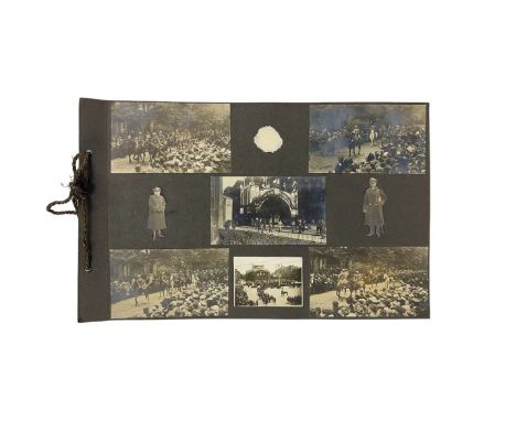 Set of 8 photos from Polish Army entering Silesia in 1922 after the 3rd Silesian Uprising. Among others the Triumphal Arch in