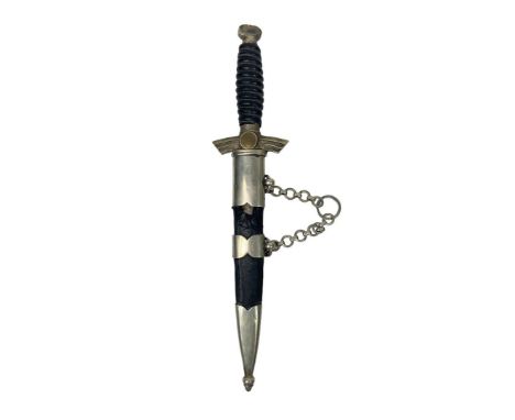 WW2 German Luftwaffe dagger 1st type, denazified. Shortened, swastikas on the handle have been removed. Wooden handle in a go