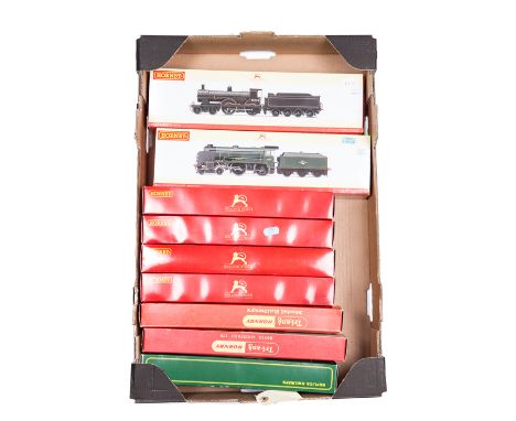 A small quantity of OO gauge Hornby railway. A BR Class T9 Greyhound 4-4-0 tender locomotive renumbered as 30719 in lined bla