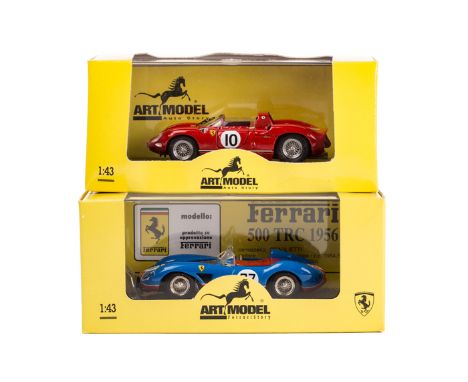 10 Italian made Art Model 1:43 Ferrari.  2x 340 Mexico. 1000KM B’Aries 1954 RN16 P. Hill and Mille Miglia 1953 RN637 Castello