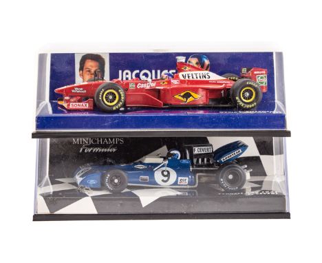 10 1:43 Minichamps Formula 1 racing cars. Toleman TG 184 1984 RN20 J. Cecotto. 2x Tyrrell Ford - 003 1971 RN9 F. Cevert. And 