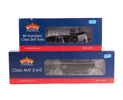 2 Bachmann locomotives. A BR Standard Class 4MT 2-6-0 tender locomotive 76058 and a BR Standard Class 3MT 2-6-2T locomotive 8