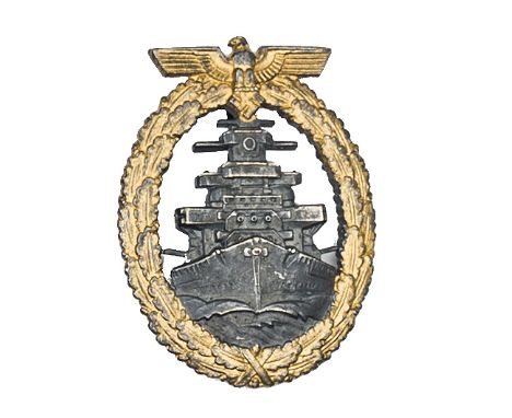 A Third Reich High Seas fleet badge, dark grey centre, gilt washed wreath, marked R S and S (Richard Sieper und Sohne). GC Pl