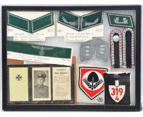 A small collection of Third Reich Customs officials’ cloth insignia, including 2 pairs of collar patches for Zollanwarter and