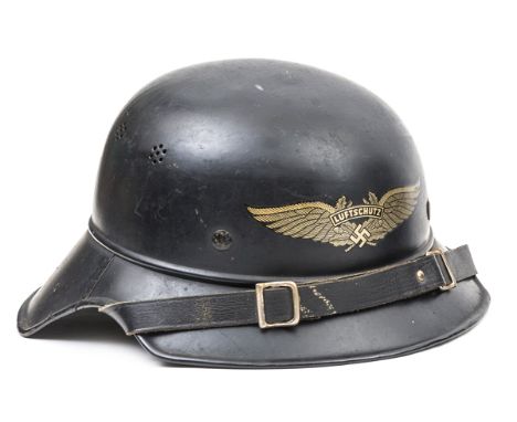 A good Third Reich Luftschutz Bund wardens steel helmet, all original finish and internal markings, leather chinstrap lining 