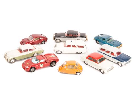 10 Corgi Toys cars. 2x Bentley Continental Sports Saloons one example in green and cream and one in silver and black. A Ford 