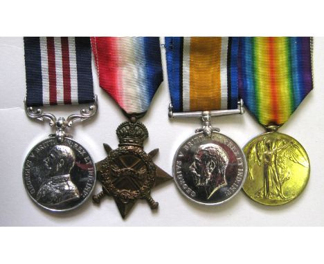 Four: Military Medal, Geo V first type (87508 Gnr D Fowler, 114/Hy By RGA), 1914-15 star, BWM, Victory. VF to GVF, with photo