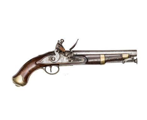A .65” Tower New Land Pattern Yeomanry Cavalry flintlock holster pistol,  15” overall, barrel 9” with ordnance proofs, unline