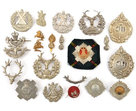 13 Scottish glengarry badges: Scots Gds brass/WM and all WM, R Scots, 4th/5th R Scots, Seaforth officers 2 part and ERII, Gor