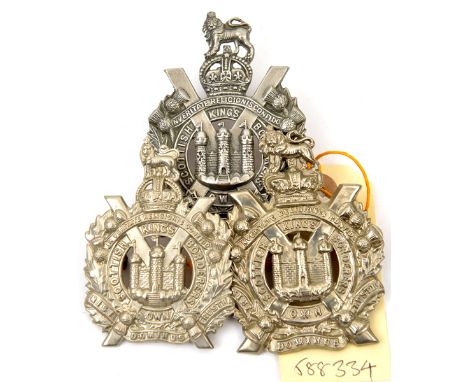 3 K O Scottish Borderers WM glengarry badges:  Vic, KC large and do small. GC to VGC Part II of a Private Collection         