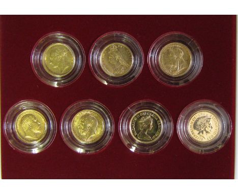 UK: “The Half Sovereign Portrait Collection” from the Royal Mint, comprising 7 coins: Vic. YH 1880 NVF, 1892 JH VF, 1899 OH V