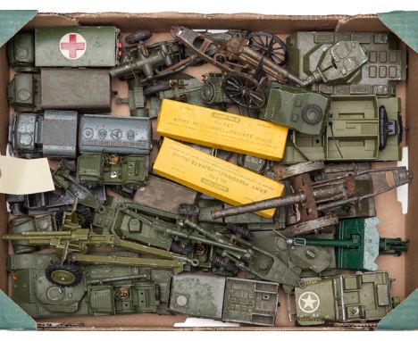 A good quantity of Dinky/Britains military items, many for restoration. Including 3x Austin Champ, Pressure Refueller, Army W