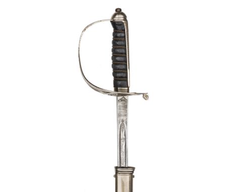 A post 1902 Grenadier Guards officer’s light parade sword, 32½” blade with battle honours etched to South Africa 1900-1902, m