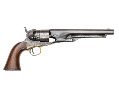 A 6 shot .44” Colt “Civilian” Model 1860 Army percussion revolver made for the London market, barrel 8”, number 95348L on all