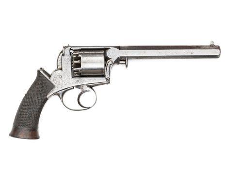 A 5 shot 54 bore Adams Model 1851 self cocking percussion revolver,  11½” overall, barrel 6¼”, the top flat with traces of De