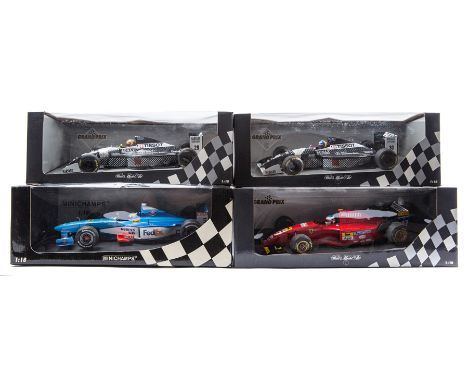 4 Pauls Model Art/Minichamps 1:18 Formula 1 racing cars. 3x Grand Prix series – 2x Sauber Mercedes RN29 K. Wendlings and RN30