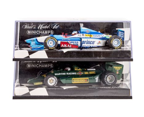 10 1:43 Minichamps Formula 1 racing cars. Lotus 98T 1986 RN11 J. Dumfries. Sauber Ford C14 Red Bull RN29 K. Wendlinger. Jorda