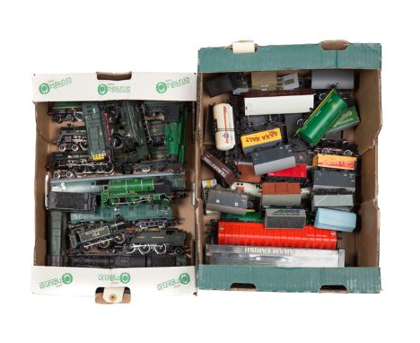 A quantity of OO railway; locomotives and rolling stock by Hornby, Bachmann, Airfix, etc. Including a West Country Pacific Bl