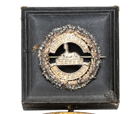 A good quality officer’s silver plaid brooch of The Queen’s Own Cameron Highlanders, bearing the Sphinx and “Egypt” with batt