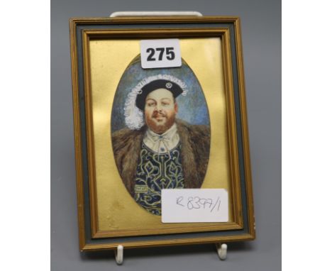 A portrait miniature of Henry VIII 3 x 5in.