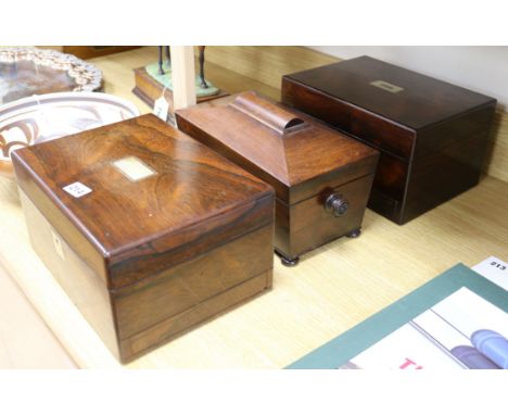 Two toilet boxes and a tea caddy