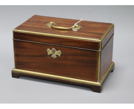 A Georgian mahogany and brass bound tea caddy length 28cm