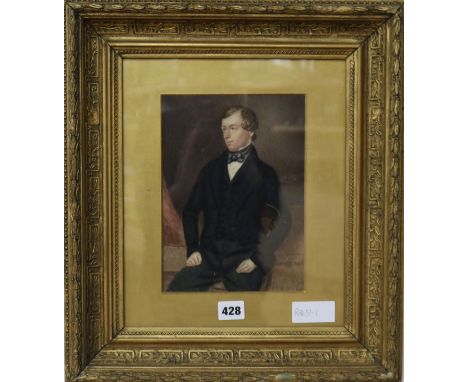 Victorian School, watercolour, portrait of a gentleman, 23 x 16cm