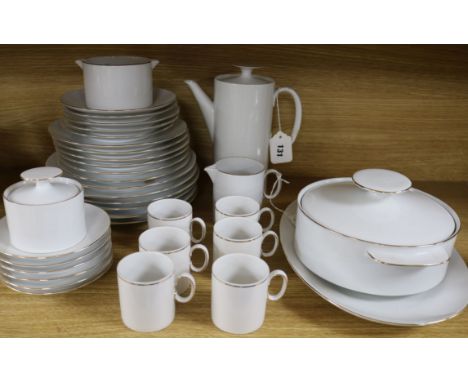 Thomas, Germany, a six-piece white and gilt porcelain coffee set and part dinner service, comprising coffee pot and cover, si
