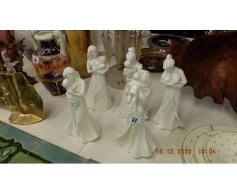 Five Royal Worcester figures, tender moments; First kiss, first teddy, first love, first smile and first touch