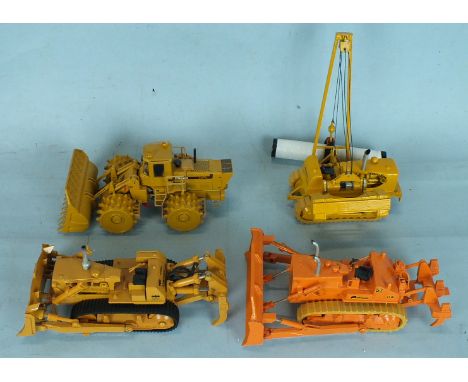 Gescha CAT594 Pipe Layer, (no box, repainted), Komatsu D355A Bulldozer and two others, no boxes, (4).