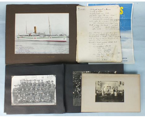 An album of photographs and other ephemera of army medical personnel with a hand-written diary of the First World War in Fran