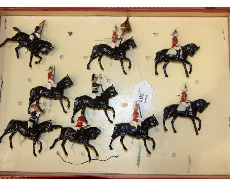 Britains, seven mounted Life Guards, including Sovereign Standard, (no trumpeter), in ROAN box marked "2067 The Sovereign's S