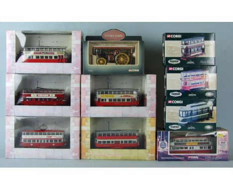Corgi, Original Omnibus Company, six trams OM40502-OM40503, 43504, three Tramway Classics 36705, 36710, 36903 and a Fowler Sh
