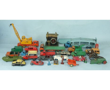 An ESL Model Junior Stationary Steam Engine on 10cm base and twenty-one Dinky diecasts, mainly 1950's, including 502 Foden Fl