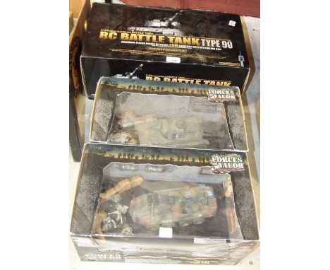 Three boxed Forces of Valour tanks, a Solido Collection Militaire II tank, boxed, other tank models, boxed and unboxed, and a