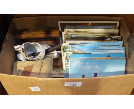A small quantity of various postcards, cigarette cards and miscellaneous items.