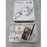 Humidity & Temperature Meter & a corded telephone