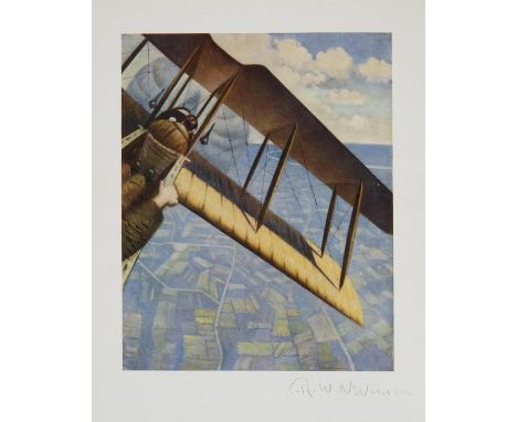 @Nevinson (Christopher Richard Wynne, 1889-1946). Banking at 4000 feet, 1917,  offset colour lithograph on wove paper, signed