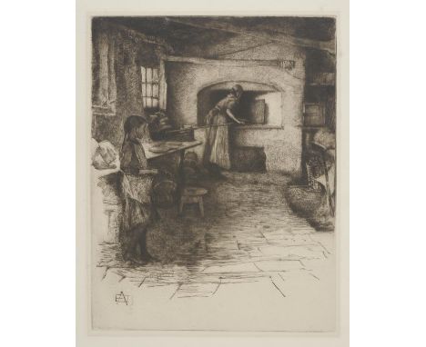 *Forbes (Elizabeth Adela Stanhope, 1859-1912). The Bakehouse, circa 1886-87,  drypoint etching on thick wove paper, a few min