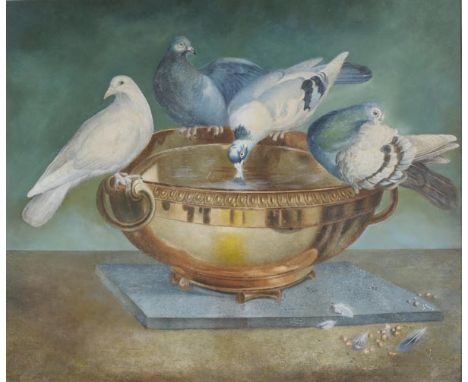 *Italian School. The Capitoline Doves,  19th century tempera on vellum, a copy or version of the famous floor mosaic discover