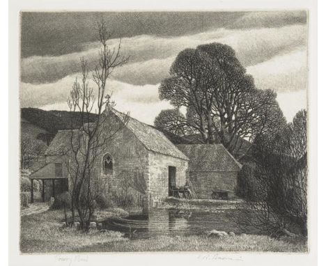 *Badmin (Stanley Roy, 1906-1989). Priory Pond, 1932,  etching on laid paper, watermarked L.& CIE (FRANCE), signed, titled and