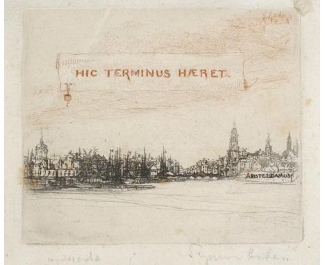 *Haden (Sir Francis Seymour, 1818-1910). Hic Terminus Haeret, 1863,  etching printed in black and red on thin laid paper, sig