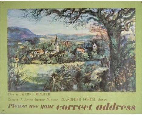 *Minton (John, 1917-1957). Iwerne Minster, circa 1955,  offset colour lithograph poster, issued by the G.P.O., 73.5 x 91.5 cm