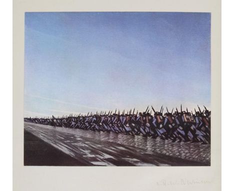 @Nevinson (Christopher Richard Wynne, 1889-1946). Column on the March, 1917,  offset colour lithograph on thin wove, signed i
